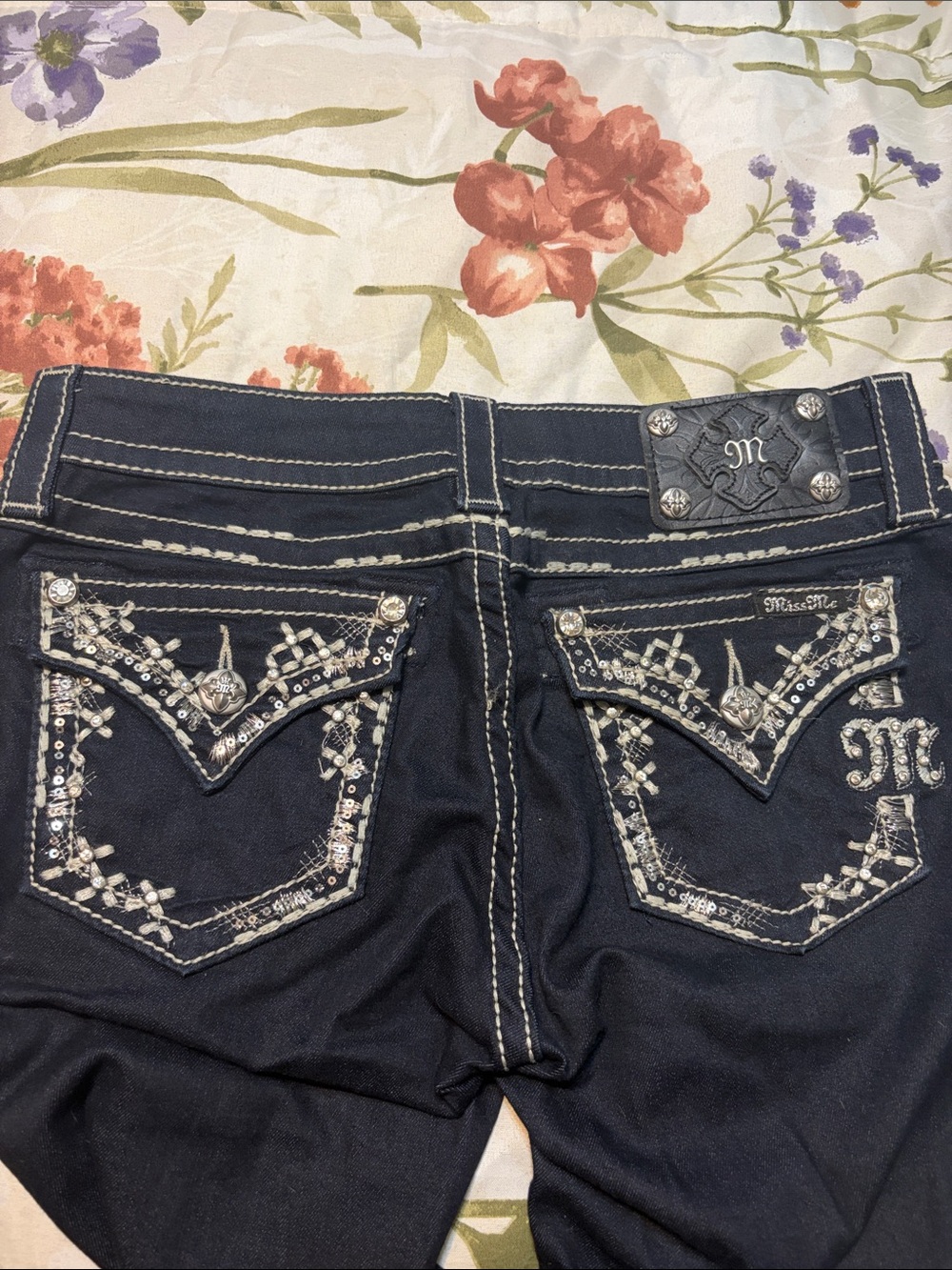 Miss Me Dark Blue Embellished Super Skinny Jeans size 27
